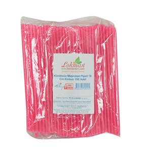 LokmanAVM Körüksüz Pipet Ayran Kola Meşrubat Pipeti 19 Cm Kırmızı 150 Adet Paket