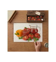 Domates Suyu ve Sebzeler Tasarımı 240 parça Ahşap Puzzle Ahşap Kutuda MP01841