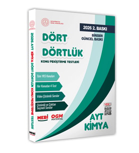 2026 YKS-AYT MEBİ-OGM Dört Dörtlük Kimya Pekiştirme Testi A4 Renkli Soru Bankası BASKI ÜCRETİ