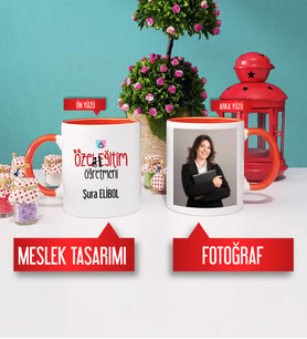 Özel Eğitim Öğretmeni Kupa Bardak Turuncu Fotoğraflı