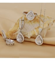 925 Ayar Gümüş Damla Desen  Set