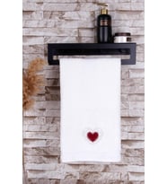 %100 Pamuk 50x90 Kalp Nakışlı Havlu (Ekru)