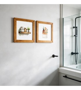 Ahşap Banyo Detaylı Yapışan Çerçeve Seti - 2 Adet