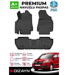 Citroen Berlingo 3D Pro Havuzlu Paspas 2008-2018 Üzeri A+ Kalite