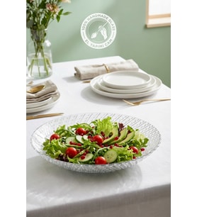 Selen Concept Helis Model Büyük Boy El Yapımı Cam Salata Kasesi ve Meyvelik (Şeffaf)