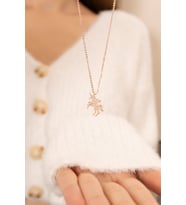 Unicorn Beyaz Taşlı Rose Altın Kaplama 14 K Rose Altın Kaplama Kadın Kolye