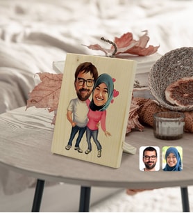 BK Gift Kişiye Özel Sevgililer Karikatürlü Dekoratif Ahşap Çerçeve Model 58