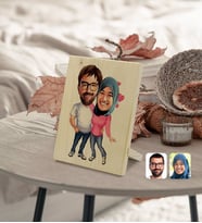 BK Gift Kişiye Özel Sevgililer Karikatürlü Dekoratif Ahşap Çerçeve Model 58