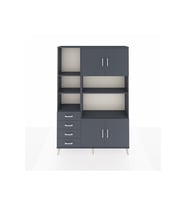 Arges Gardrop 8 Raflı 4 Çekmeceli 4 Kapaklı 132x30x195 Antrasit-Antrasit