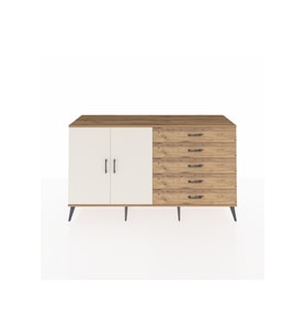 Kronos Konsol 4 Raflı 5 Çekmeceli 2 Kapaklı 176x59x99 Çam-Aytaşı/Çam