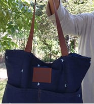 El Yapımı Jean Kumaş Tote Çanta, Kot Çanta, 35*40 cm