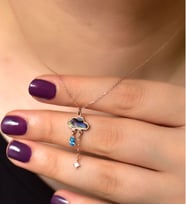 Papatya Silver 925 Ayar Gümüş Rose Kaplama Karışık Renk Desenli Sedef Yağmur Bulut Kolye