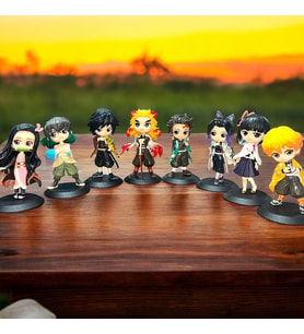VIP  DEMON SLAYER 8'Lİ  KARAKTER SET ANİME SET 13 CM DEMON SLAYER OYUNCAKLARI DEMON SLAYER BİBLO SE