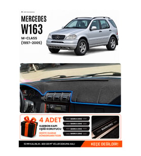 MERCEDES W163 M-CLASS (1997-2005) Uyumlu Torpido Örtüsü Torpido Kılıfı - Siyah Mavi