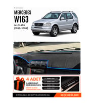 MERCEDES W163 M-CLASS (1997-2005) Uyumlu Torpido Örtüsü Torpido Kılıfı - Siyah Mavi