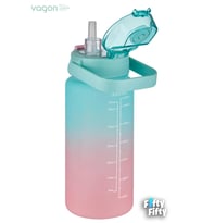 Vagonlife 1500ml -Yenilenen Renkler- Pipetli/Pipetsiz Kullanım Çift Renk SoftTouch Motivasyon Matarası Çıkartma Hediyeli