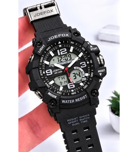 Joefox Digital Ve Analog 2 Yıl Garantili Kronmetre+Takvim+Alarm+Aydınlatma Erkek Kol Saati JOE.S3