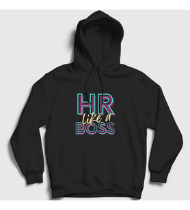 Presmono Unisex Siyah Hr Like A Boss İnsan Kaynakları Kapüşonlu Sweatshirt 465107tt