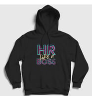 Presmono Unisex Siyah Hr Like A Boss İnsan Kaynakları Kapüşonlu Sweatshirt 465107tt