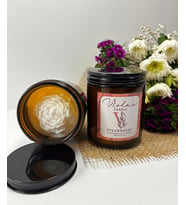 Violas Candle Amber Renk Cam Kavanoz Çilek Kokulu Soya Wax Mum