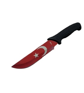 Ayyıldız Mf032 Rd Kırmızı Av Bıçağı 31cm - Testere Detaylı Bıçak, Kılıflı, Plastik Sap