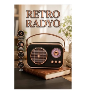 Retro Bluetooth Radyo USB ve TF Kart Destekli Nostaljik Müzik Çalar