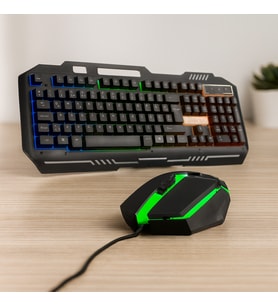 USB Kablolu RGB (Gökkuşağı) Işıklı Klavye ve Mouse Seti - 150 cm