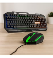 USB Kablolu RGB (Gökkuşağı) Işıklı Klavye ve Mouse Seti - 150 cm