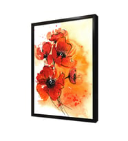 Kırmızı Çiçek Çerçeveli Mdf Tablo