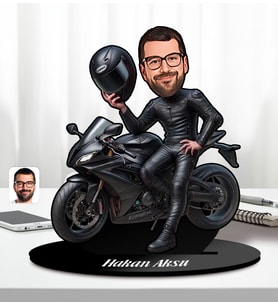 Kişiye Özel Motorcu Erkek Tasarımlı Karikatür Biblo