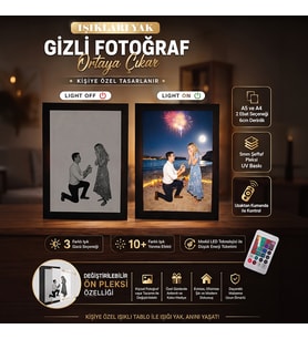 Sevgiliye Sürpriz Hediye: Kişiye Özel Gizli Fotoğraflı Sihirli Işıklı Tablo