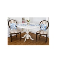 Festival Baskılı Kumaş Kreme Mavi Runner Kırlent Seti 3 Parça 135X50 Cm 1374