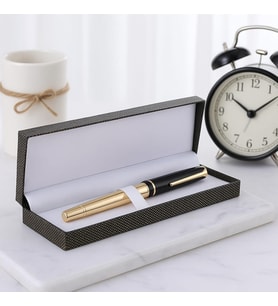 Kişiye Özel Gold Siyah Özel Kutulu Metal Roller Kalem