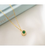 925 Ayar Gümüş Mayıs Ayı Doğum Taşı ( Emerald ) Kolye