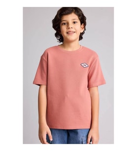 Defacto Oversıze Bisiklet Yaka Aplike Gül Kurusu Erkek Çocuk T-Shirt G6988A8/BR96