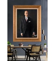 Altın Varaklı Çerçeveli Paspartulu Atatürk Tablo TR1291 (Gold)