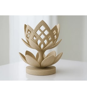 3D Baskı Lotus Çiçeği Mumluk - Dekoratif Tealight Mumluk-Bej