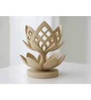 3D Baskı Lotus Çiçeği Mumluk - Dekoratif Tealight Mumluk-Bej