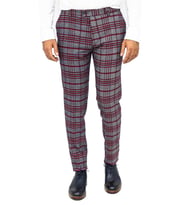 Ekose Desenli Slim Fit Koyu Mavi Erkek Pantolon - Wessi