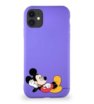 Apple iPhone 11 Soft Premier Kapak Mickey Mouse-F Tasarımlı Silikon Kılıf - Mor (Şeffaf)