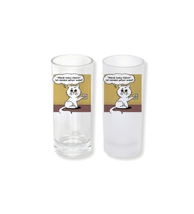 Ghostbastır Design Meraklı Kedi Buzlu / Buzsuz Seçenekli Rakı Bardağı – 1 Adet Şık Sunum Bardağı 0122