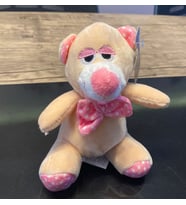 Sevimli Pelüş Pembe Papyonlu Ayı 15cm (Krem)