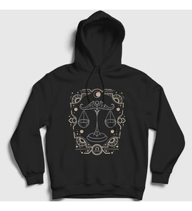 Presmono Unisex Siyah Libra Zodiac Hediye Terazi Burcu Kapüşonlu Sweatshirt 527687tt