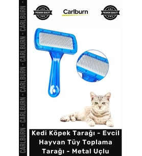 Özel Üretim Profesyonel Ergonomik Kedi Köpek Tarağı Evcil Hayvan Tüy Toplama Tarağı Metal Uçlu