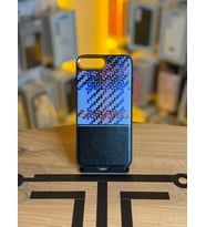iPhone 7 Plus / 8 Plus Uyumlu Piksel Desenli ve Deri Detaylı Premium Stil Kılıf (Siyah)