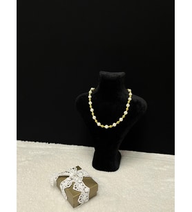 AMOR FACE ÖZEL TASARIM GOLD İNCİ-BEYAZ İNCİ SIRALI DAVET-PARTY LUXURY KADIN KOLYE