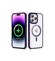 Apple iPhone 14 Pro Uyumlu Kılıf M-safe Wireless Şarj Özellikli Silikon Zore Ege Kapak (Koyu Mor)