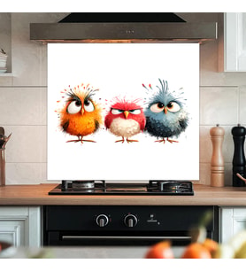 Sevimli & Komik Kuşlar Mutfak Tezgah Ve Ocak Arkası Yapışkanlı Folyo Sticker (60 x 54 cm) - Model 19