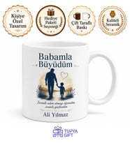 Babamla Büyüdüm Yazılı Kupa Bardak Babalar Günü Özel Hediye