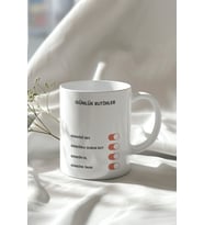 Motivasyon Sözü Temalı 330ml Baskılı Beyaz Seramik Kupa Bardak